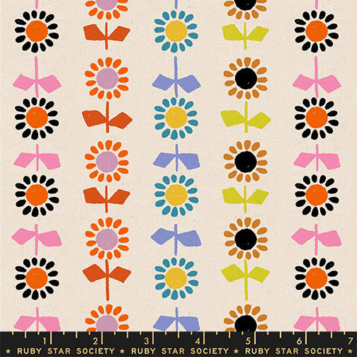 Alexia Abegg Ruby Star Society Moda Fabrics Catnap Daisy Stripe Canvas RS4135 11L Natural