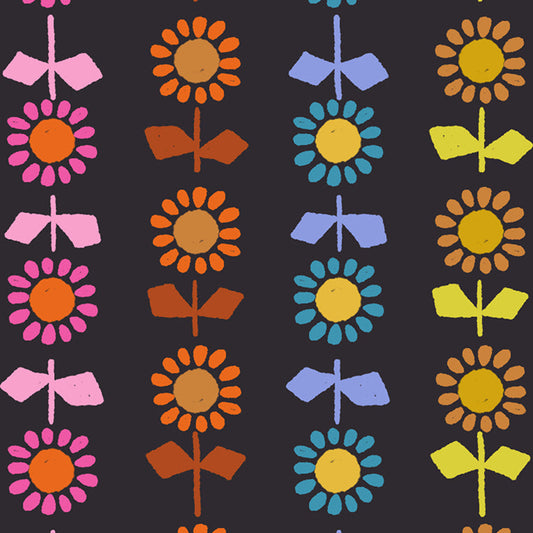 Alexia Abegg Ruby Star Society Moda Fabrics Catnap Daisy Stripe Canvas RS4135 17L Black