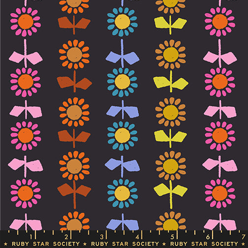 Alexia Abegg Ruby Star Society Moda Fabrics Catnap Daisy Stripe Canvas RS4135 17L Black