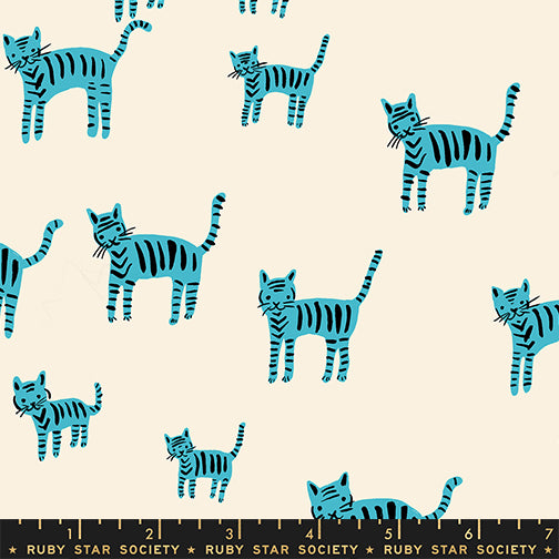 Alexia Abegg Ruby Star Society Moda Fabrics Catnap Tiger Stripes RS4132 14 Turquoise
