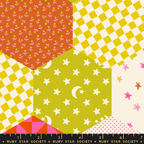 Alexia Abegg Ruby Star Society Moda Fabrics Catnap Wideback Hexagons RS4138 12 Thistle