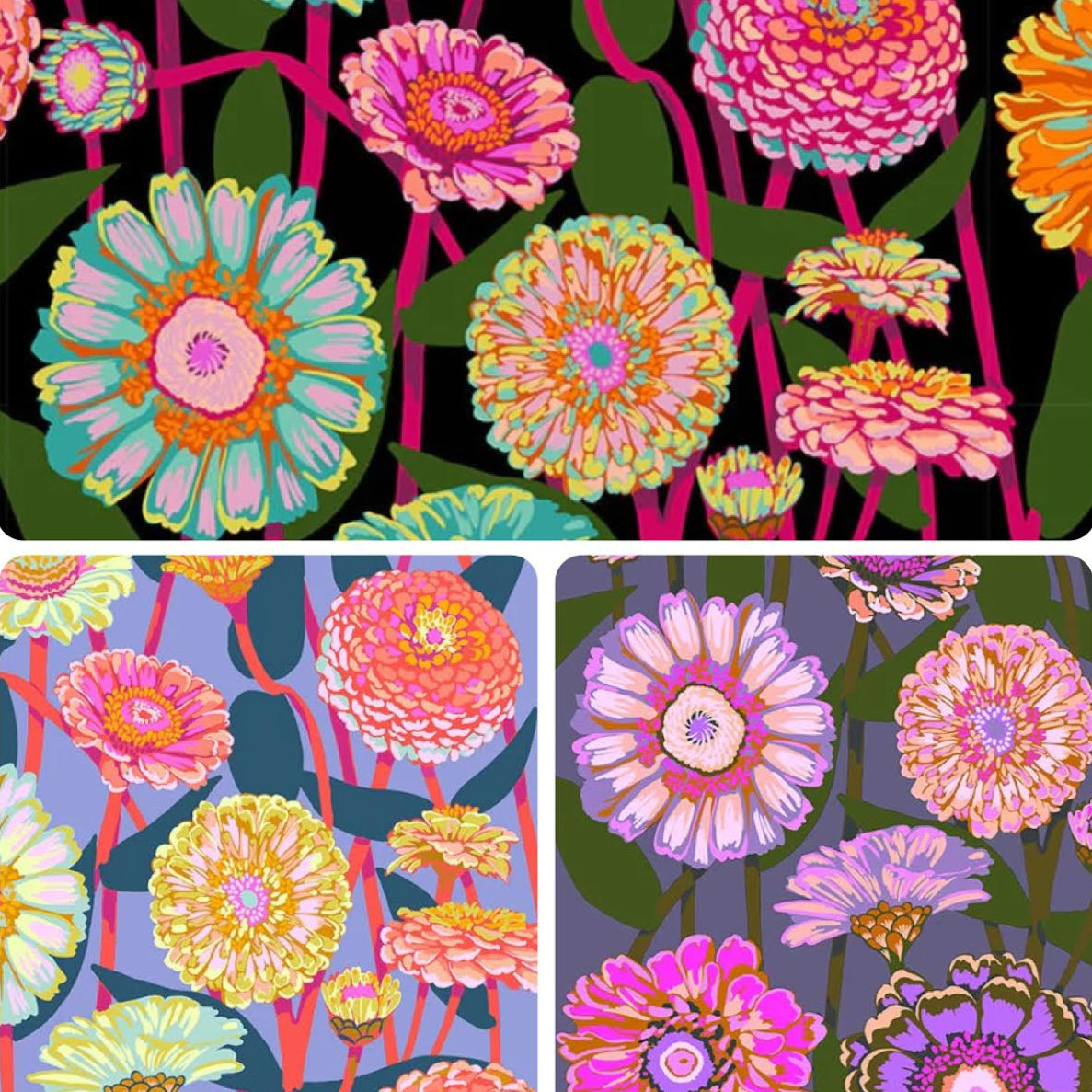 Anna Maria Horner Parry Anna Maria Textiles for Northcott Fabrics Jumpstart Zinnia Show Berry AMT131-99L