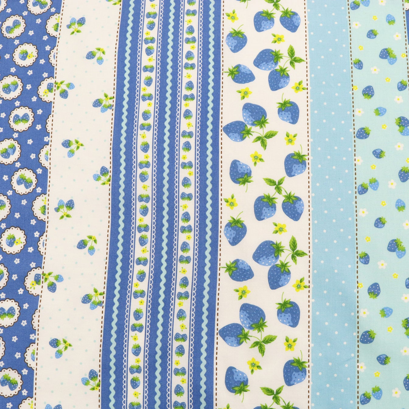 Atsuko_Matsuyama_Happy_Messages_30_s_Strawberries Blue_Japanese_Import_Fabric