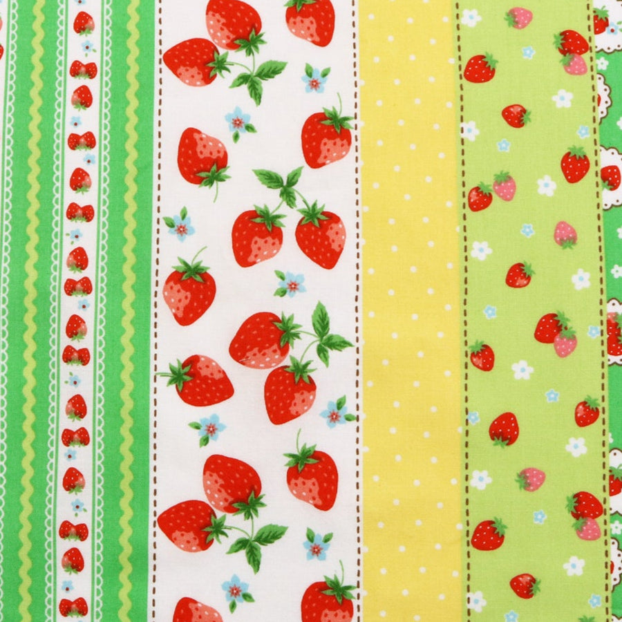 Atsuko_Matsuyama_Happy_Messages_30_s_Strawberries Green_Japanese_Import_Fabric