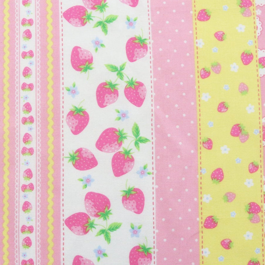 Atsuko_Matsuyama_Happy_Messages_30_s_Strawberries Pink_Japanese_Import_Fabric