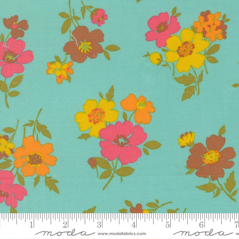 Chloe's Closet Moda Fabrics Happy Daze Groovy Garden 33843 18 Aqua