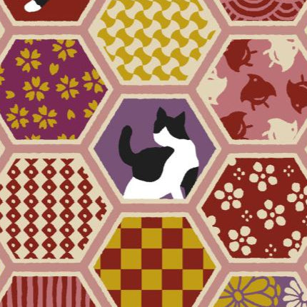 Cosmo Textile Co. Hexagon Cats AP55902H_2B