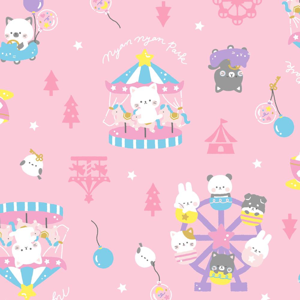 Cosmo Textile Co. Kitty Cat Fair Oxford AP55107H-3B Pink