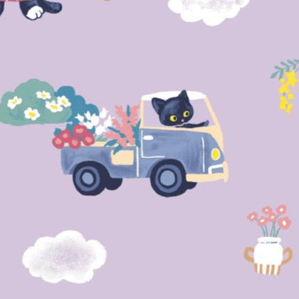 Cosmo Textile Co. Meow Flower Lavender AP55203L 1E