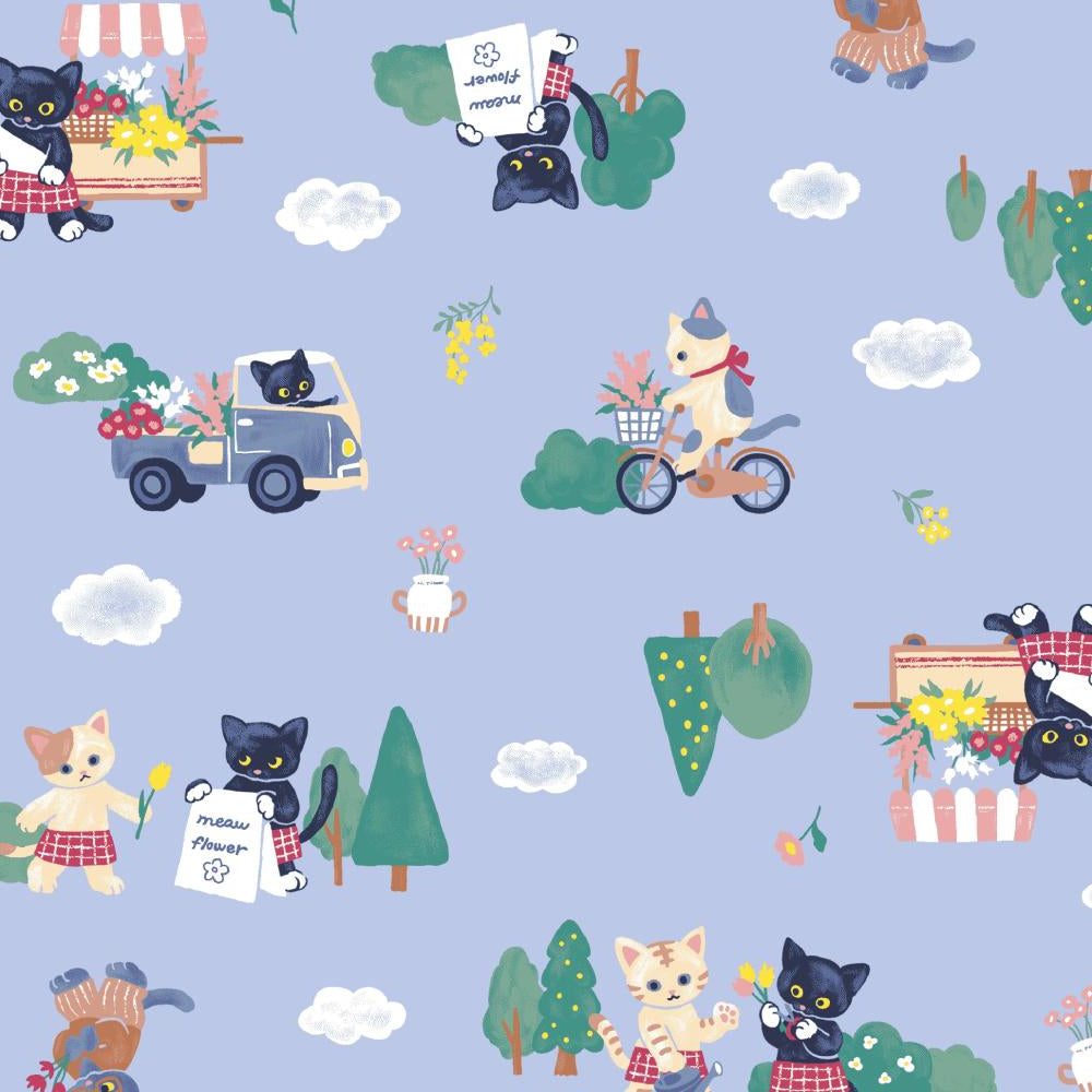 Cosmo Textile Co. Meow Flower Light Blue AP55203L 1D