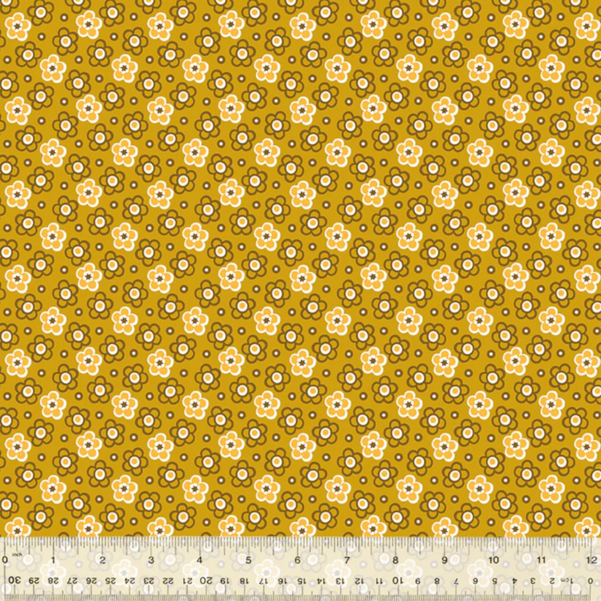 Denyse Schmidt Windham Fabrics Bonny Shadow Posy 53642-7 Ochre