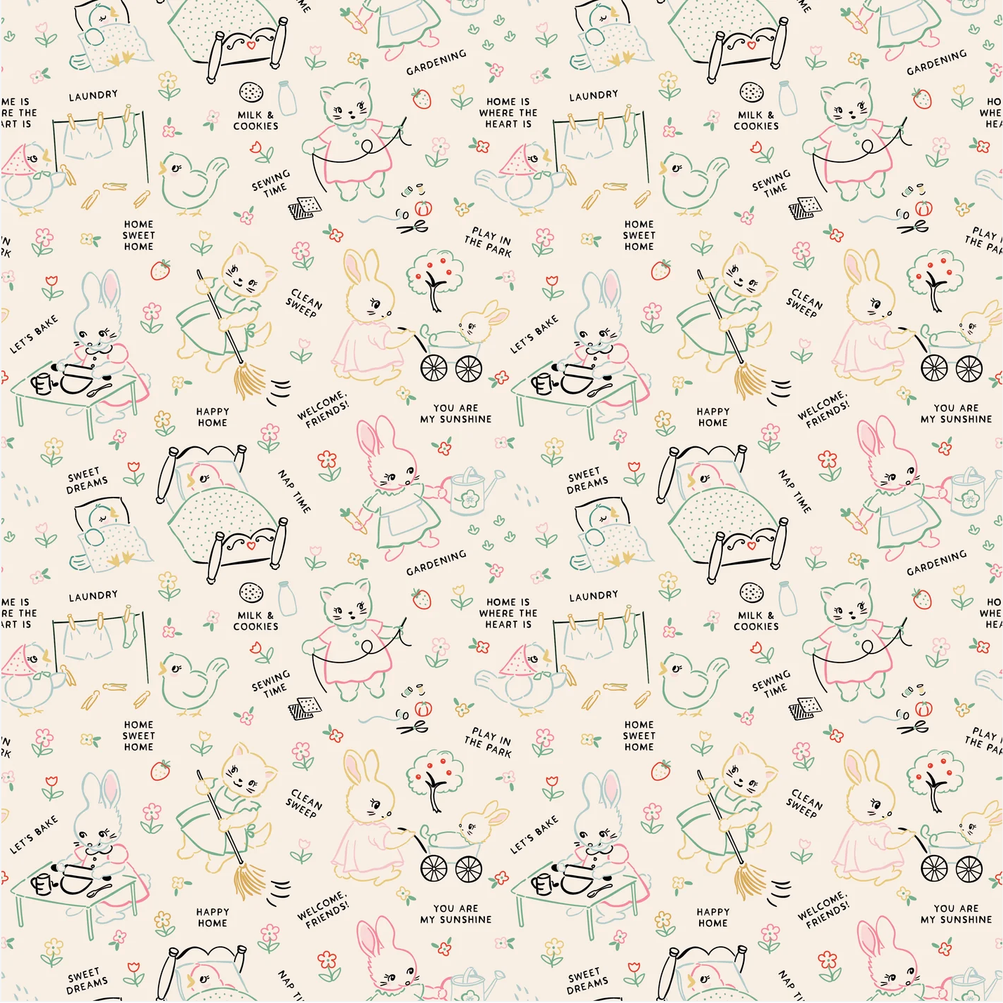 Elea Lutz Poppie Cotton Home Sweet Home Chore Time VR24460 Multi