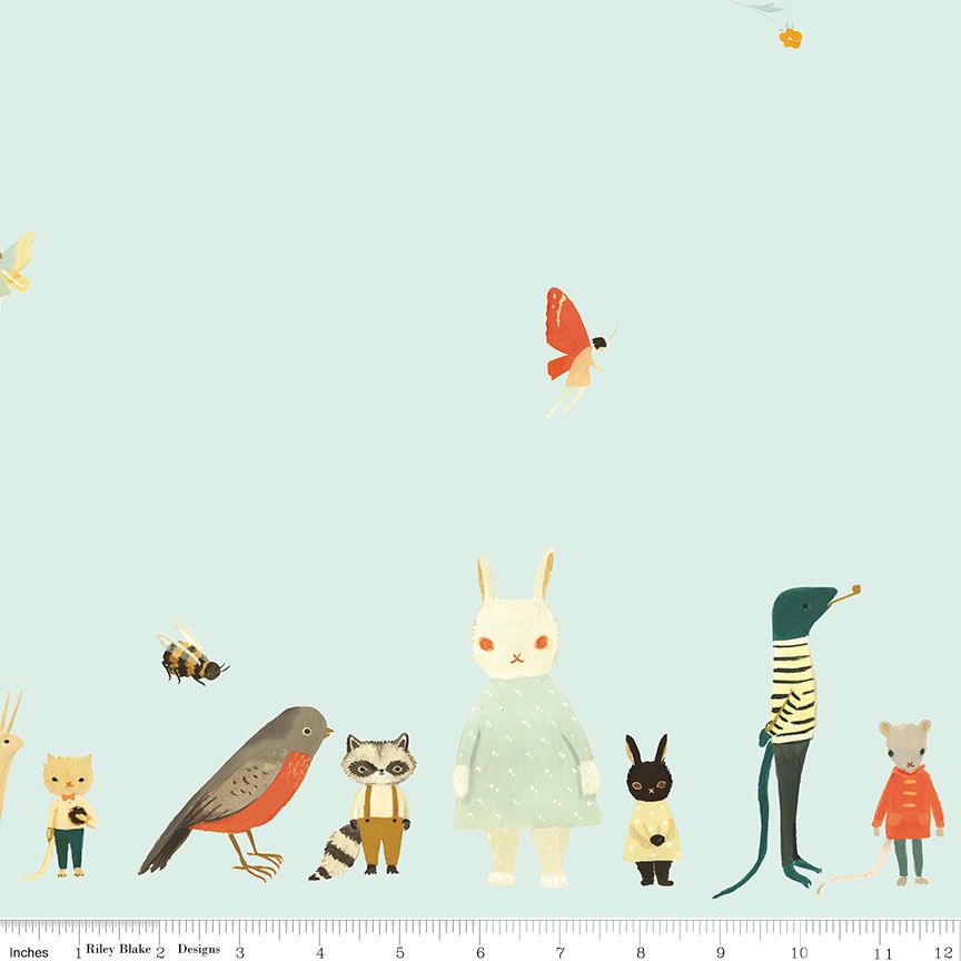 Emily Winfield Martin Riley Blake Designs The Littlest Family's Big Day Border Print CD11496-AQUA