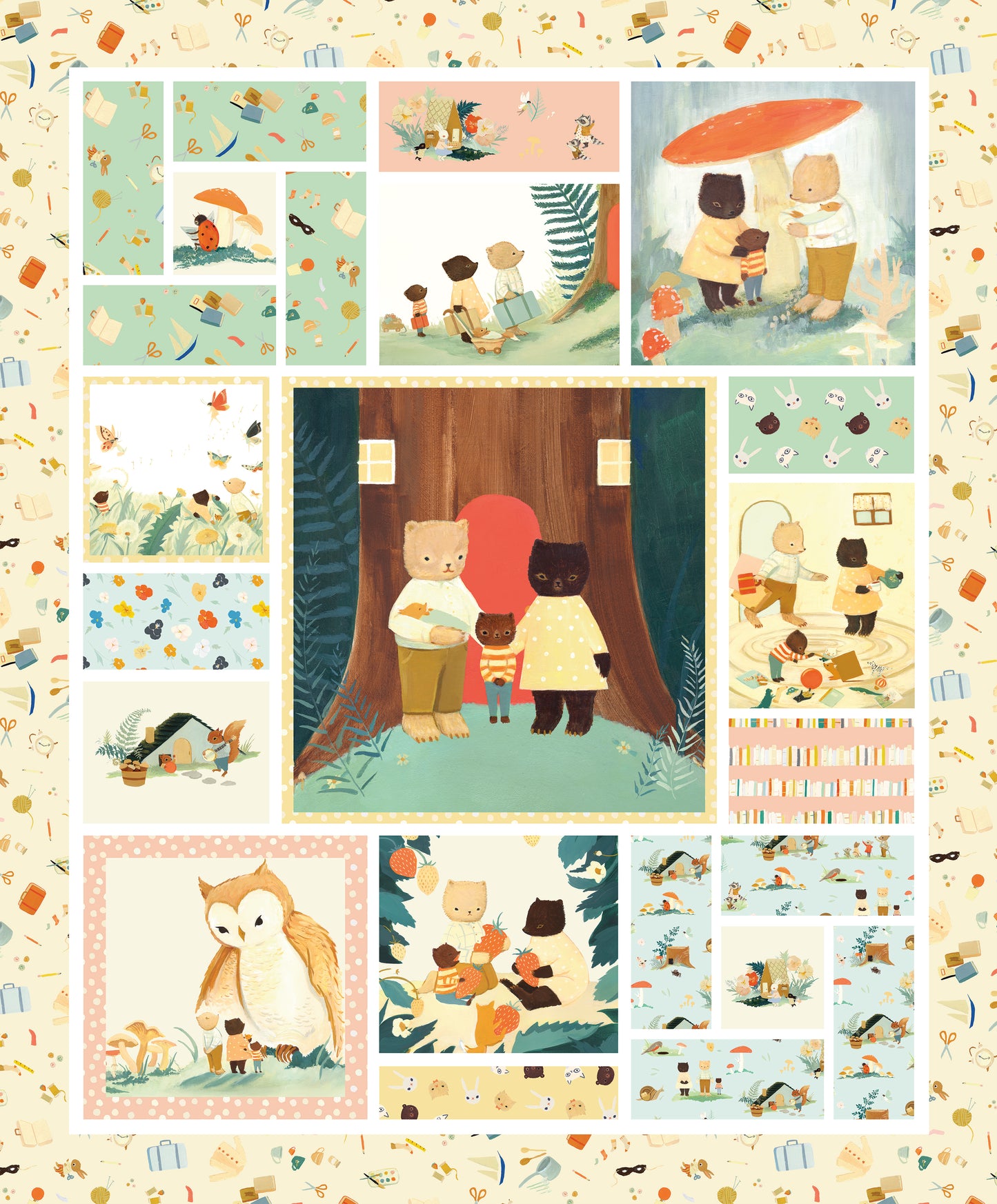 Emily Winfield Martin Riley Blake Designs The Littlest Family's Big Day Panel PD-11497-Panel