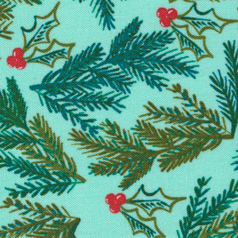 Fancy That Design House Moda Fabrics Cheer and Merriment Spruce Sprig 4553321 Frost