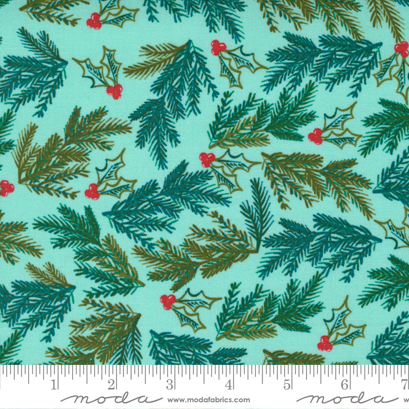 Fancy That Design House Moda Fabrics Cheer and Merriment Spruce Sprig 4553321 Frost