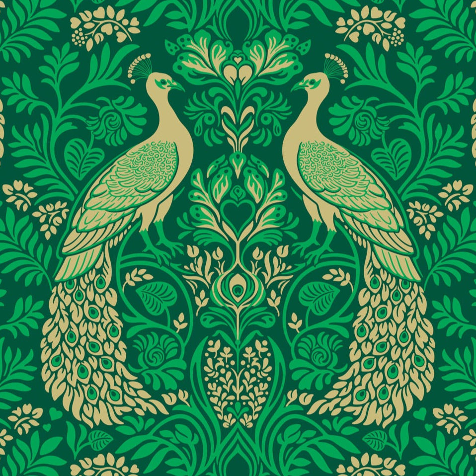 Heather Bailey FIGO Fabrics Wild Abandon Peacocks 90892-74 Rogues_Scoundrels-Teal