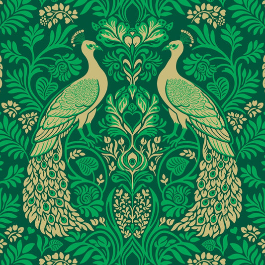 Heather Bailey FIGO Fabrics Wild Abandon Peacocks 90892-74 Rogues_Scoundrels-Teal