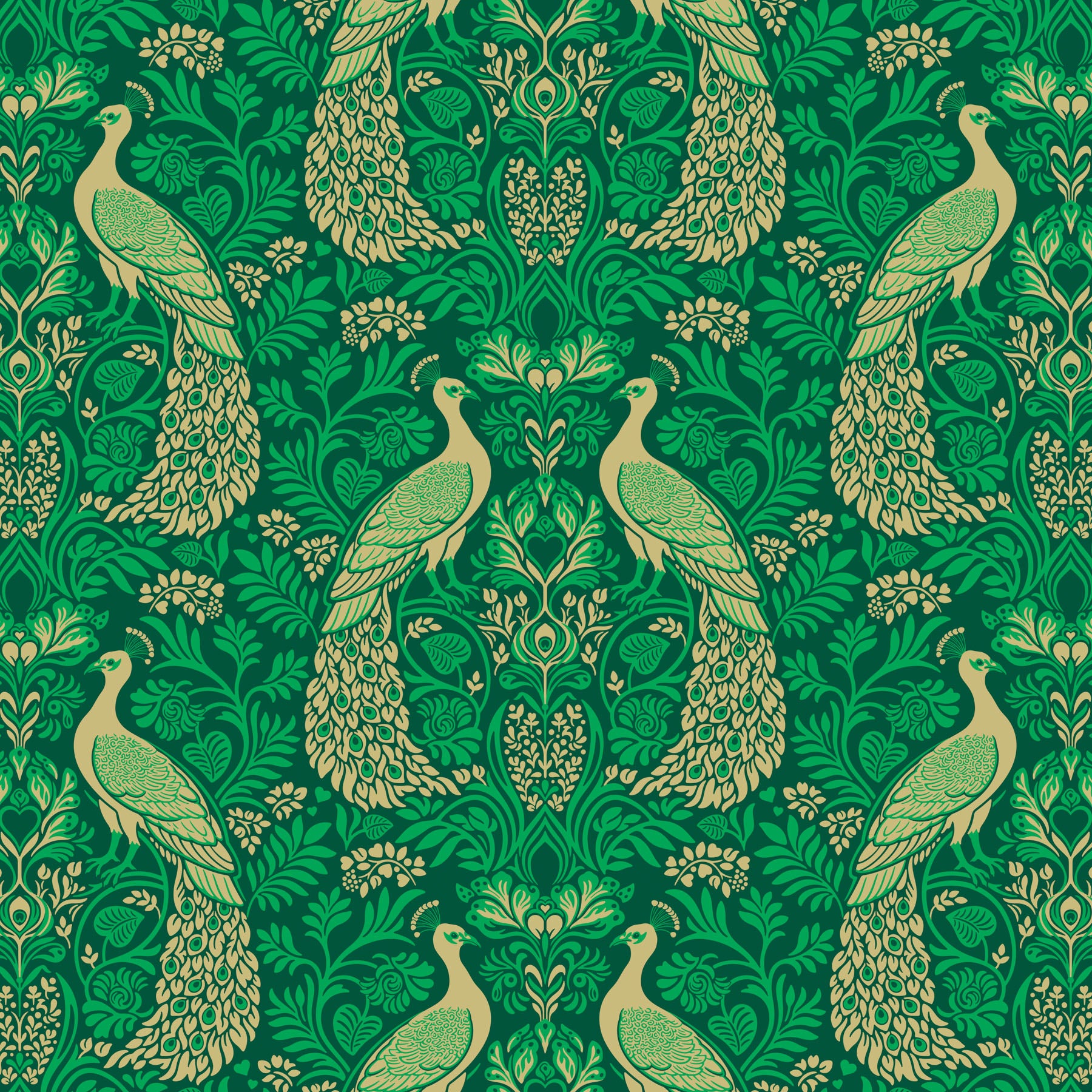 Heather Bailey FIGO Fabrics Wild Abandon Peacocks 90892-74 Rogues_Scoundrels-Teal