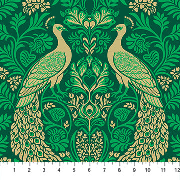 Heather Bailey FIGO Fabrics Wild Abandon Peacocks 90892-74 Rogues_Scoundrels-Teal