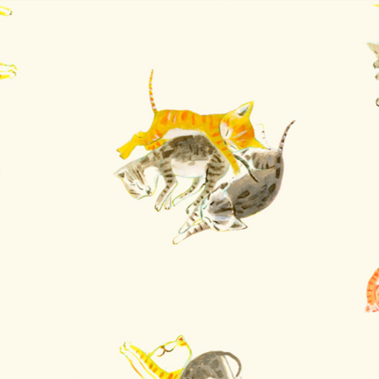 Heather Ross By Hand Barn Kittens Ivory Cotton 54250D-2