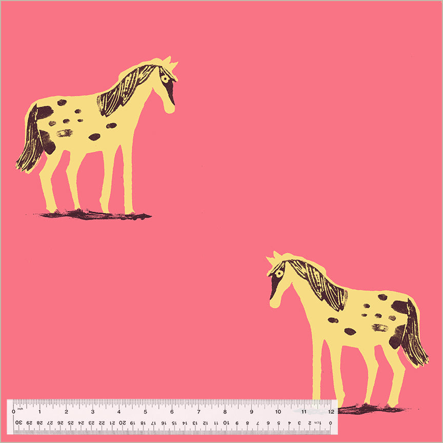 Heather Ross Wideback 108 Wild Ponies Hot Pink Windham