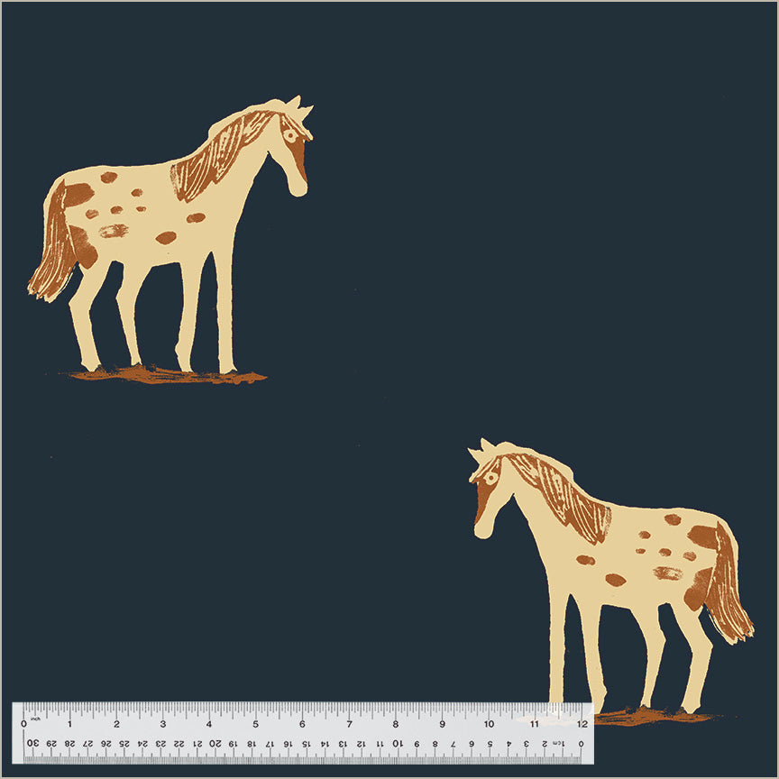 Heather Ross Wideback 108 Wild Ponies Ink Windham