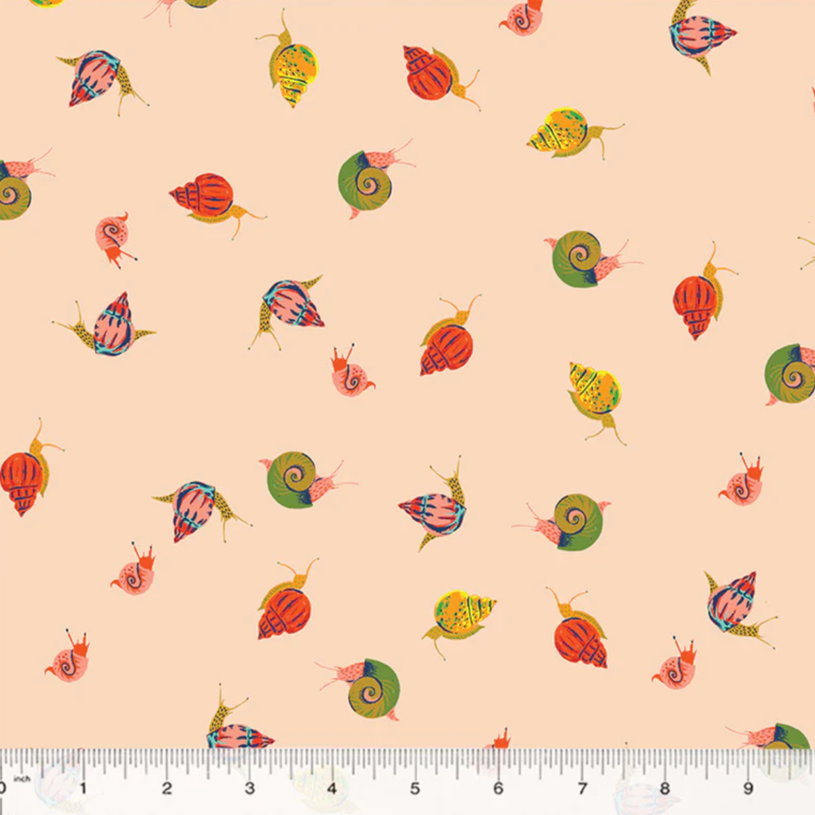 Heather Ross Windham Fabrics 20th Anniversary Snails 42209A 13 Peach