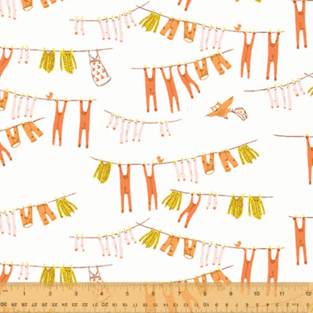 Heather Ross Windham Fabrics Far Far Away 3 Laundry Ivory 52755-7
