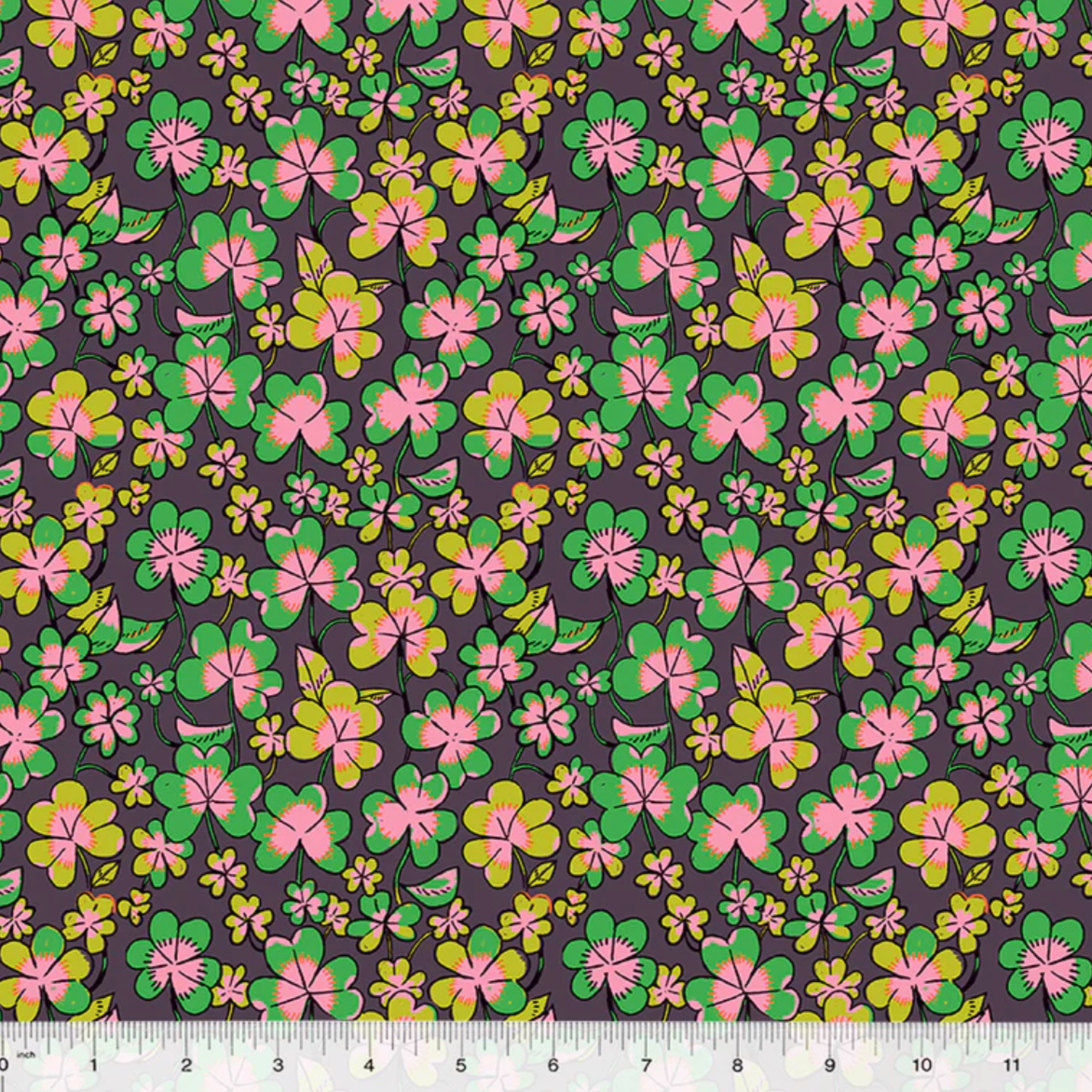 Heather Ross Windham Fabrics Forestburgh Clover Eggplant 53847-9