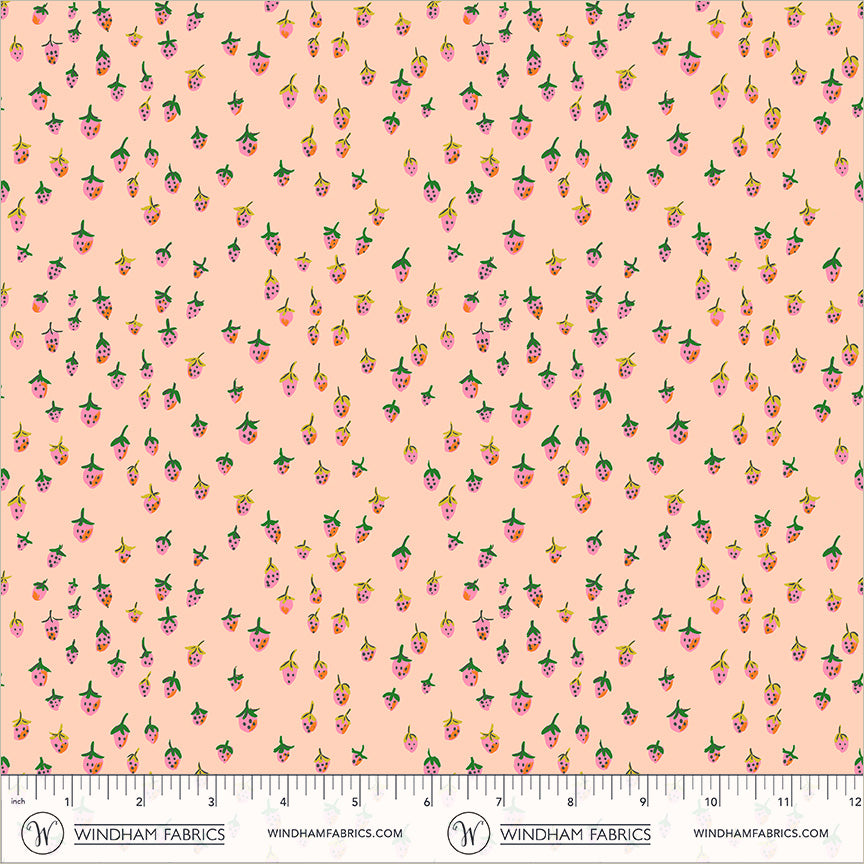 Heather Ross Windham Fabrics Heather Ross Favorites Field Strawberries 50899D-2Blush