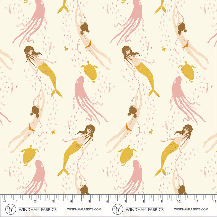 Heather Ross Windham Fabrics Heather Ross Favorites Underwater Sisters 40943D-11Blush-Pink
