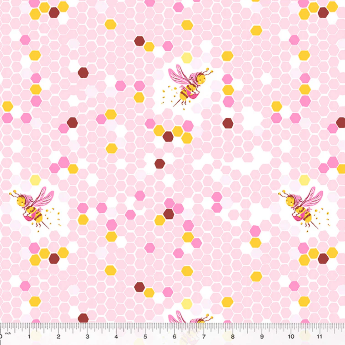 Heather Ross Windham Fabrics Studio Edit Hex Bee Pink 37025D-6