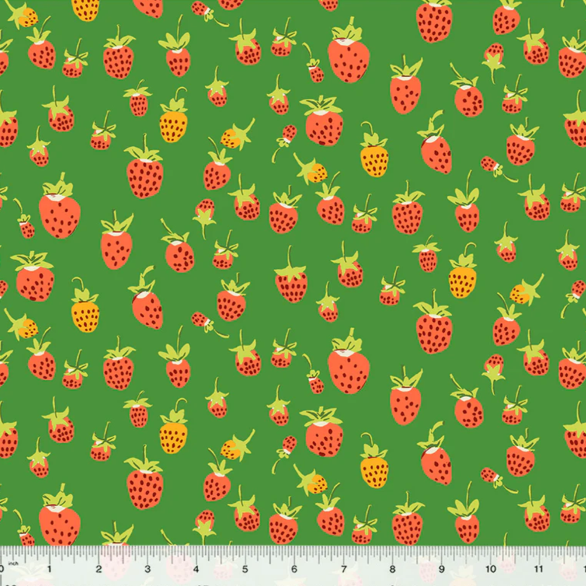 Heather Ross Windham Fabrics Studio Edit Strawberries Green 37024D-4