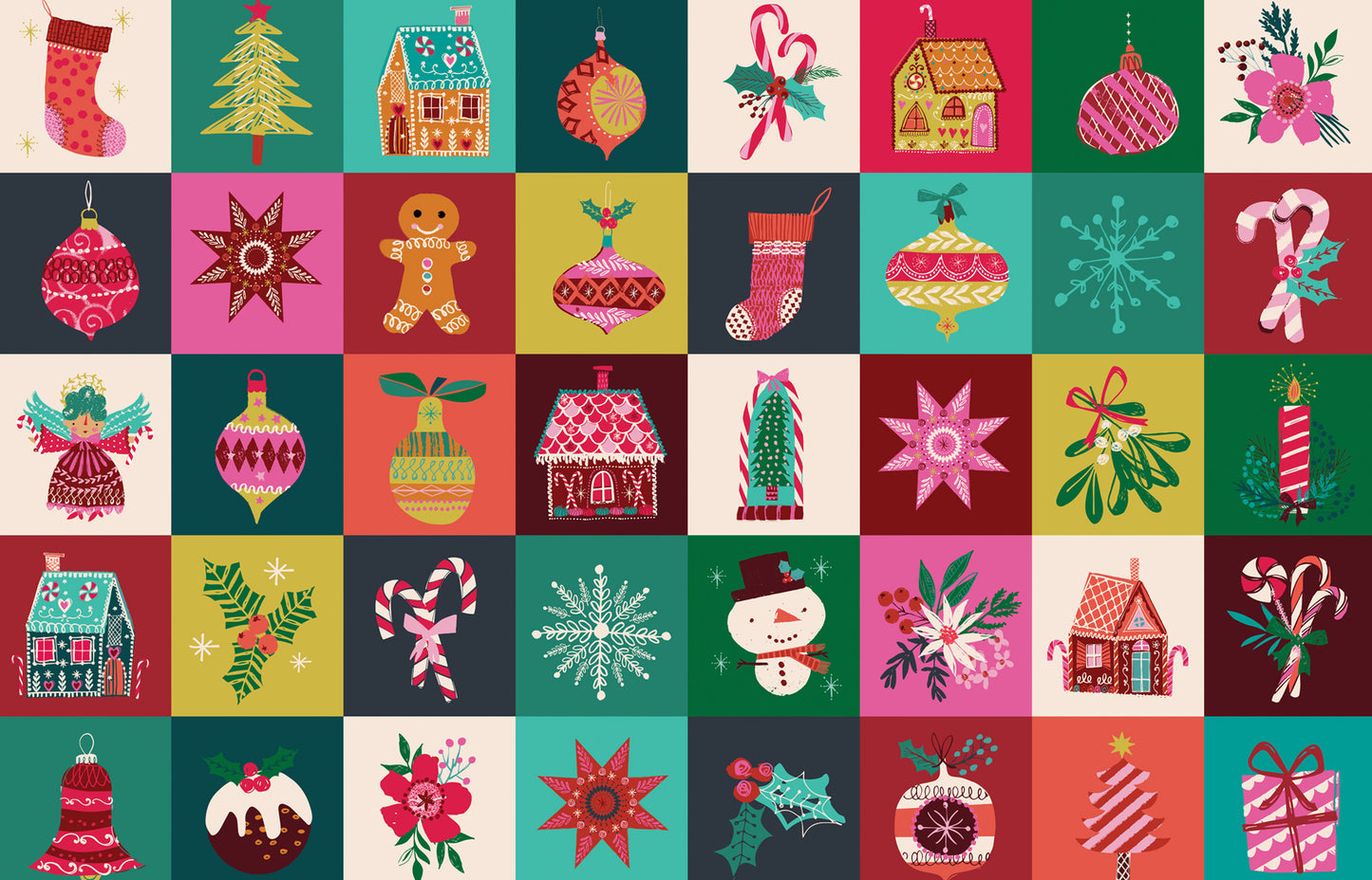 Helen Black Dashwood Studio Fabric Candy Cane Christmas Decorations Panel CANDY2508