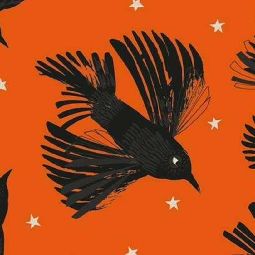 Helen Black Dashwood Studio Fabrics The Witching Hour Crows Orange WITCH2610