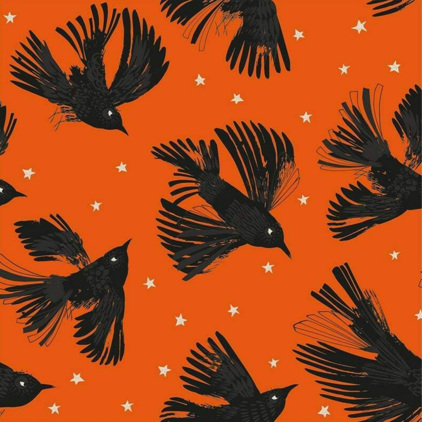 Helen Black Dashwood Studio Fabrics The Witching Hour Crows Orange WITCH2610