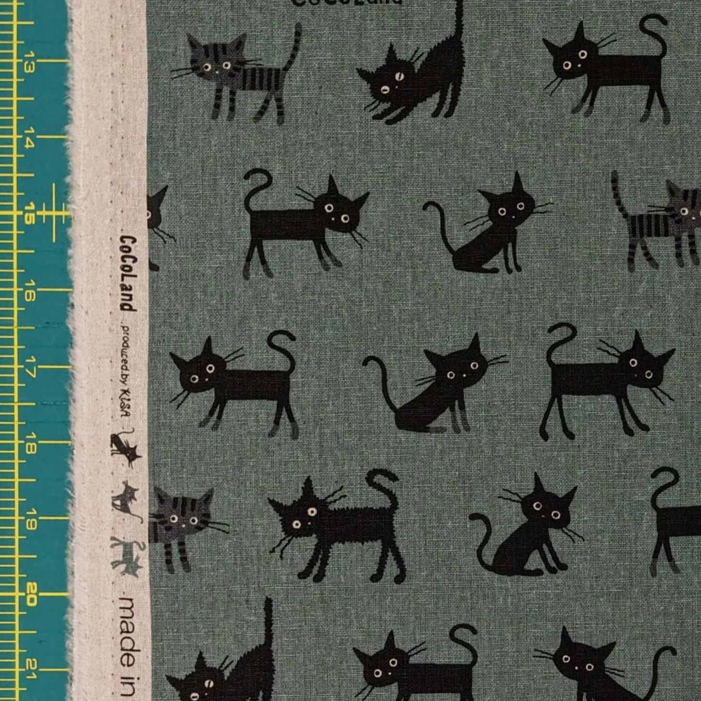 Hishiei CoCoLand Medium Cats Canvas Dusty Teal CO-10016-2C
