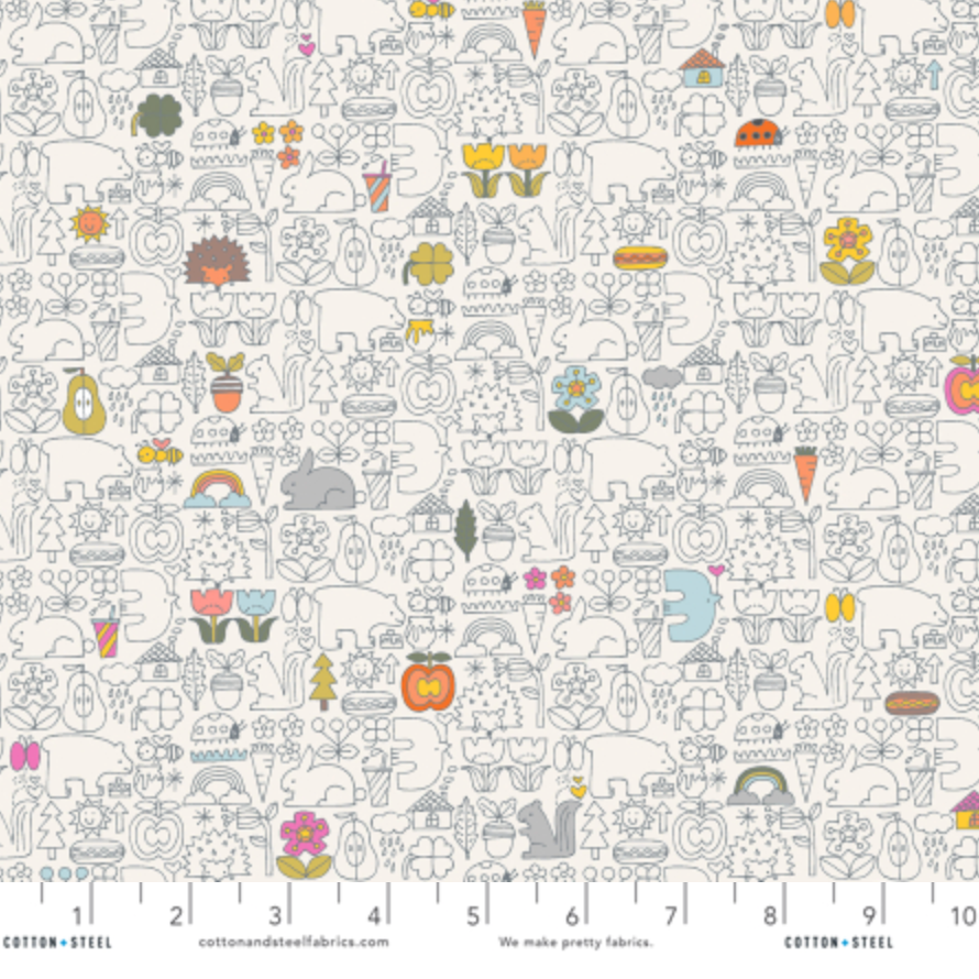 Hitomi Osumi Cotton + Steel RJR Fabrics Kanpeki Na Hi Asobo HO502-HD1 Happy Day