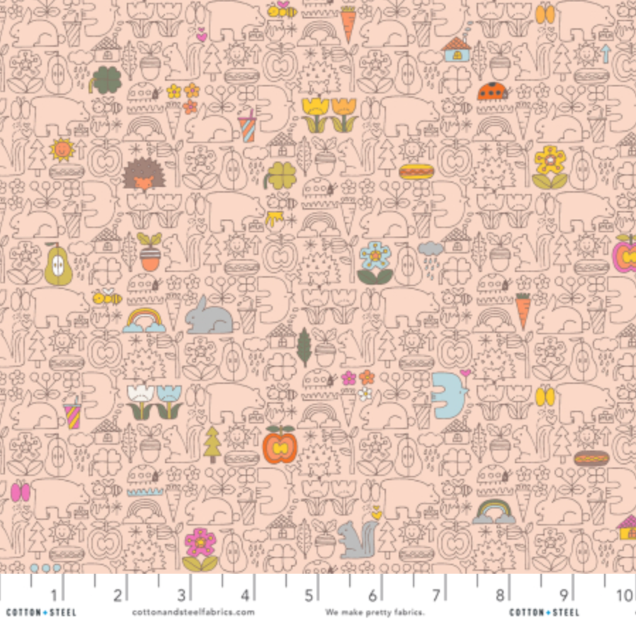 Hitomi Osumi Cotton + Steel RJR Fabrics Kanpeki Na Hi Asobo HO502-PC2 Peach Cloud