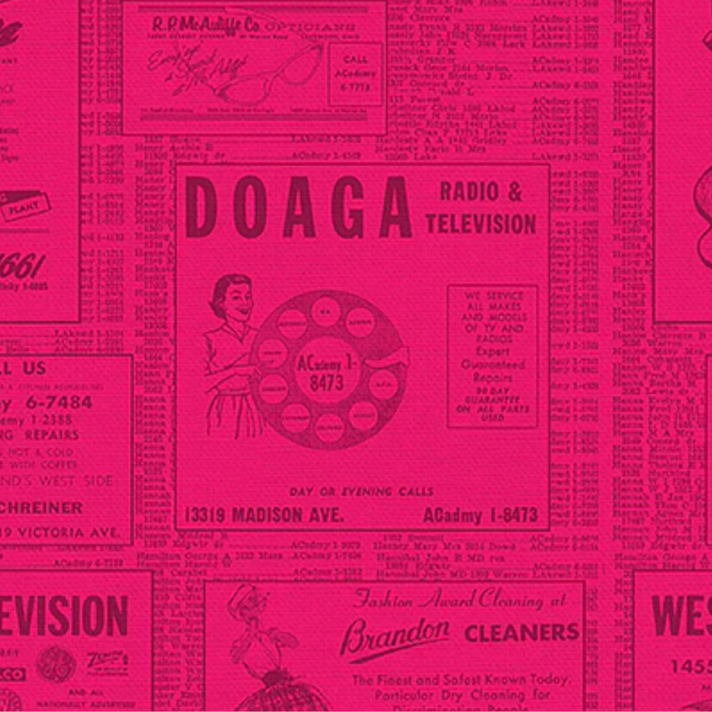 Hoodie Crescent Paintbrush Studio Fabrics Ring Ring Phonebook Fuchsia 12000051