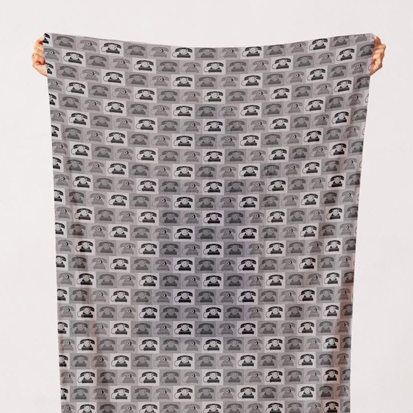Hoodie_Crescent_Paintbrush_Studio_Fabrics_Ring_Ring_Vintage_Telephones_Grey 1200006