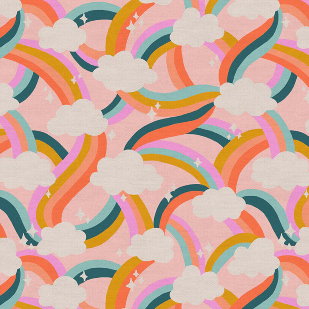 Iris + Sea Paintbrush Studio Fabrics Dino Daydreams Rainbows and Clouds Sweet 120-3485