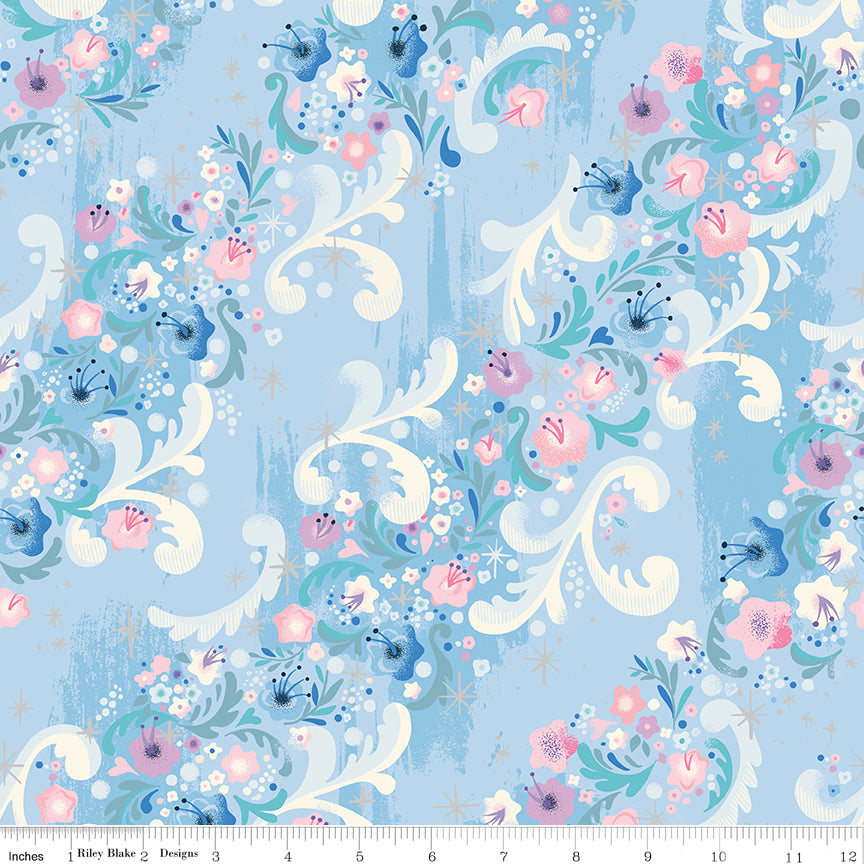 Jill Howarth Riley Blake Designs Cinderella Wishes Cindy's Flowers SC18074-FROST Sparkle