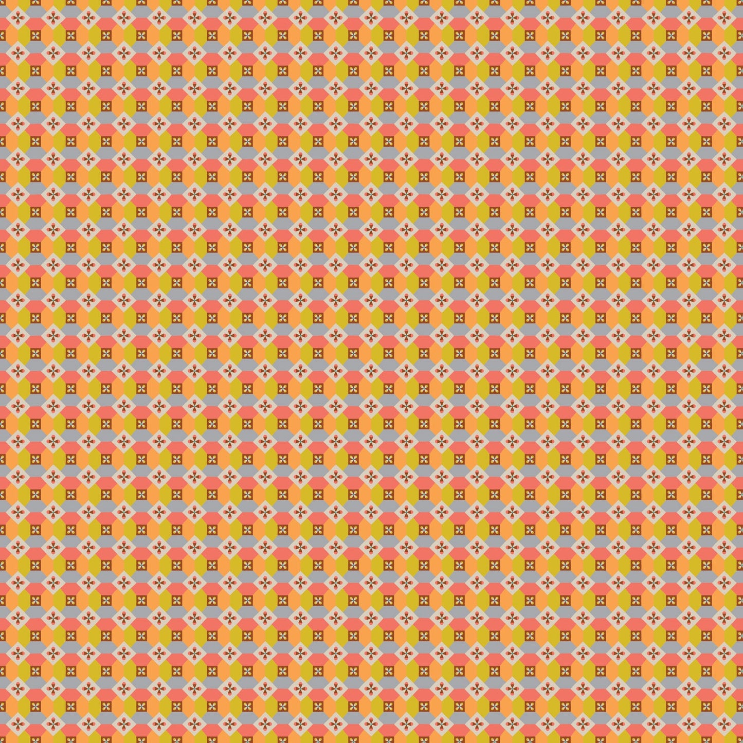 Kathy Doughty FIGO Fabrics Trade Winds 90863-52Mosaic-Citrus