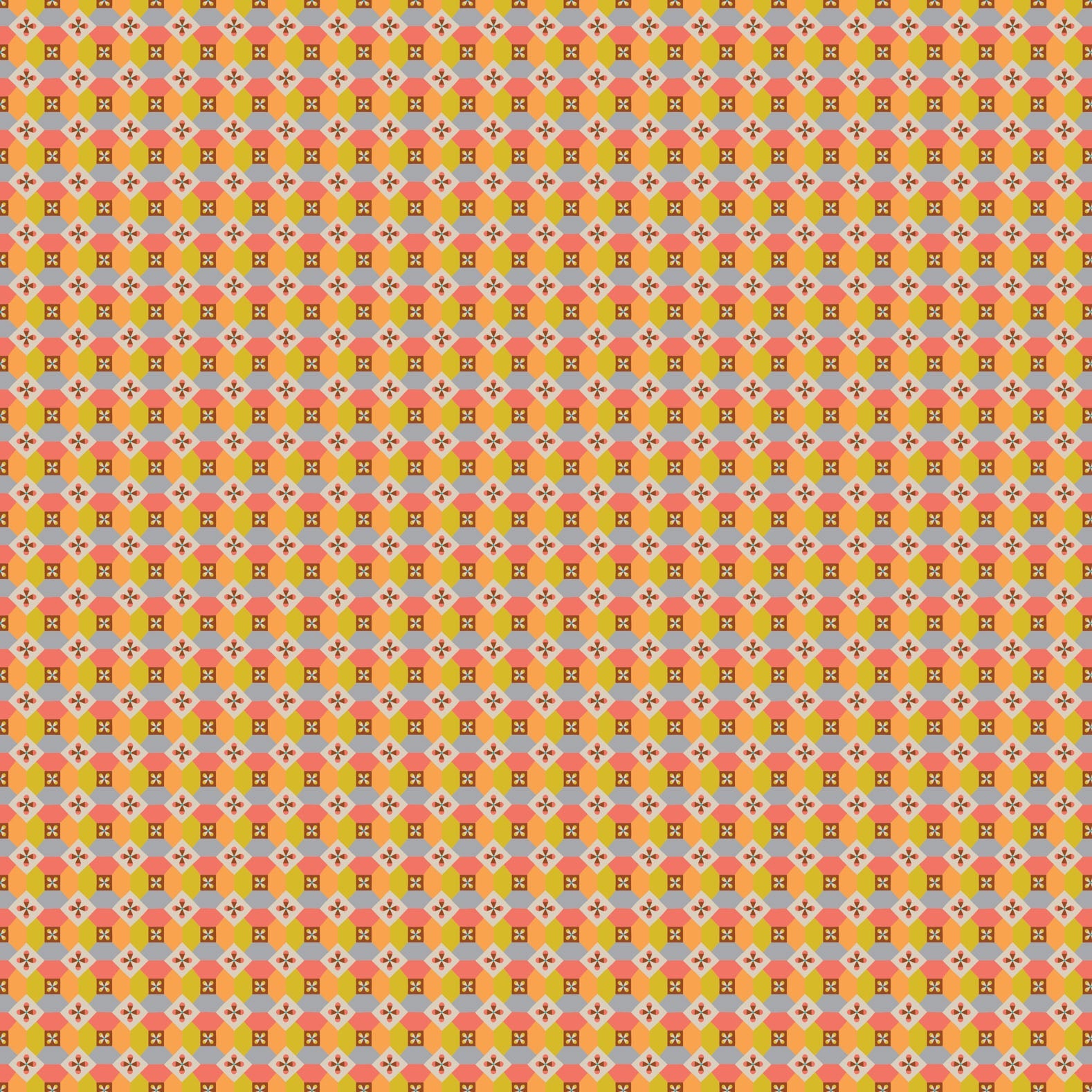 Kathy Doughty FIGO Fabrics Trade Winds 90863-52Mosaic-Citrus