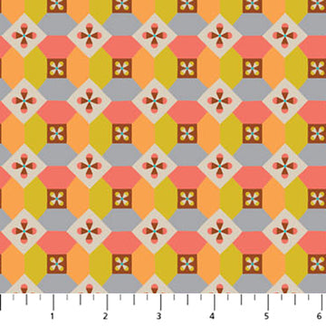 Kathy Doughty FIGO Fabrics Trade Winds 90863-52Mosaic-Citrus