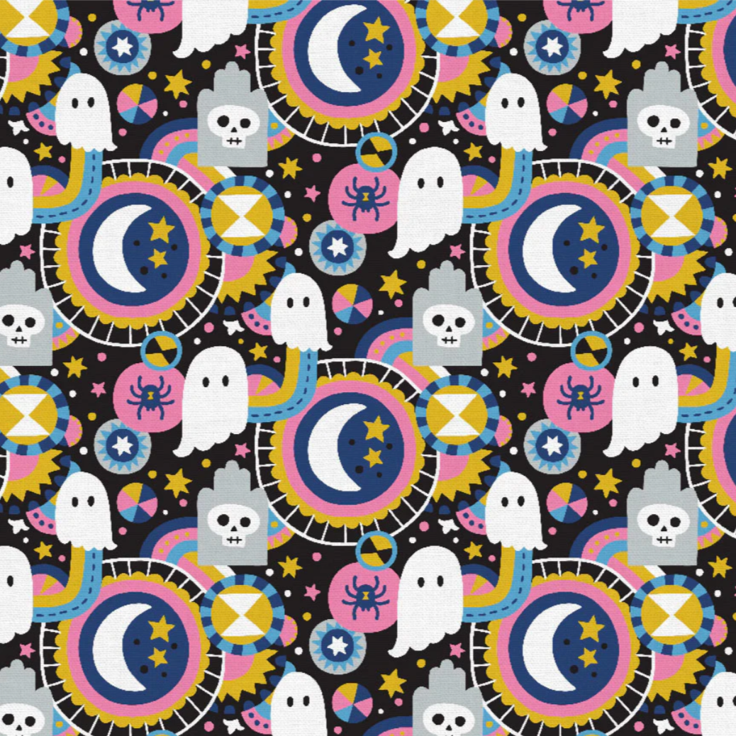 Katie Larson Paintbrush Studio Fabrics Halloween Night Graveyard Black 120-21306