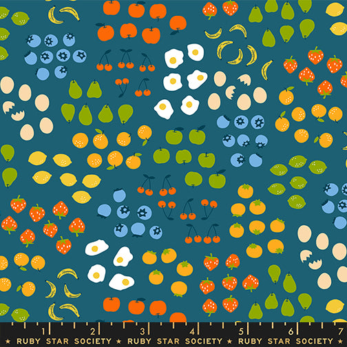 Kimberly Kight Moda Fabrics Ruby Star Society Egg and Friends Froot RS3093 15 Teal