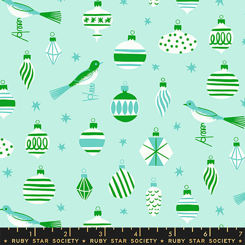 Kimberly Kight Ruby Star Society Moda Fabrics Merry Happy Baubles RS3098 14 Mint